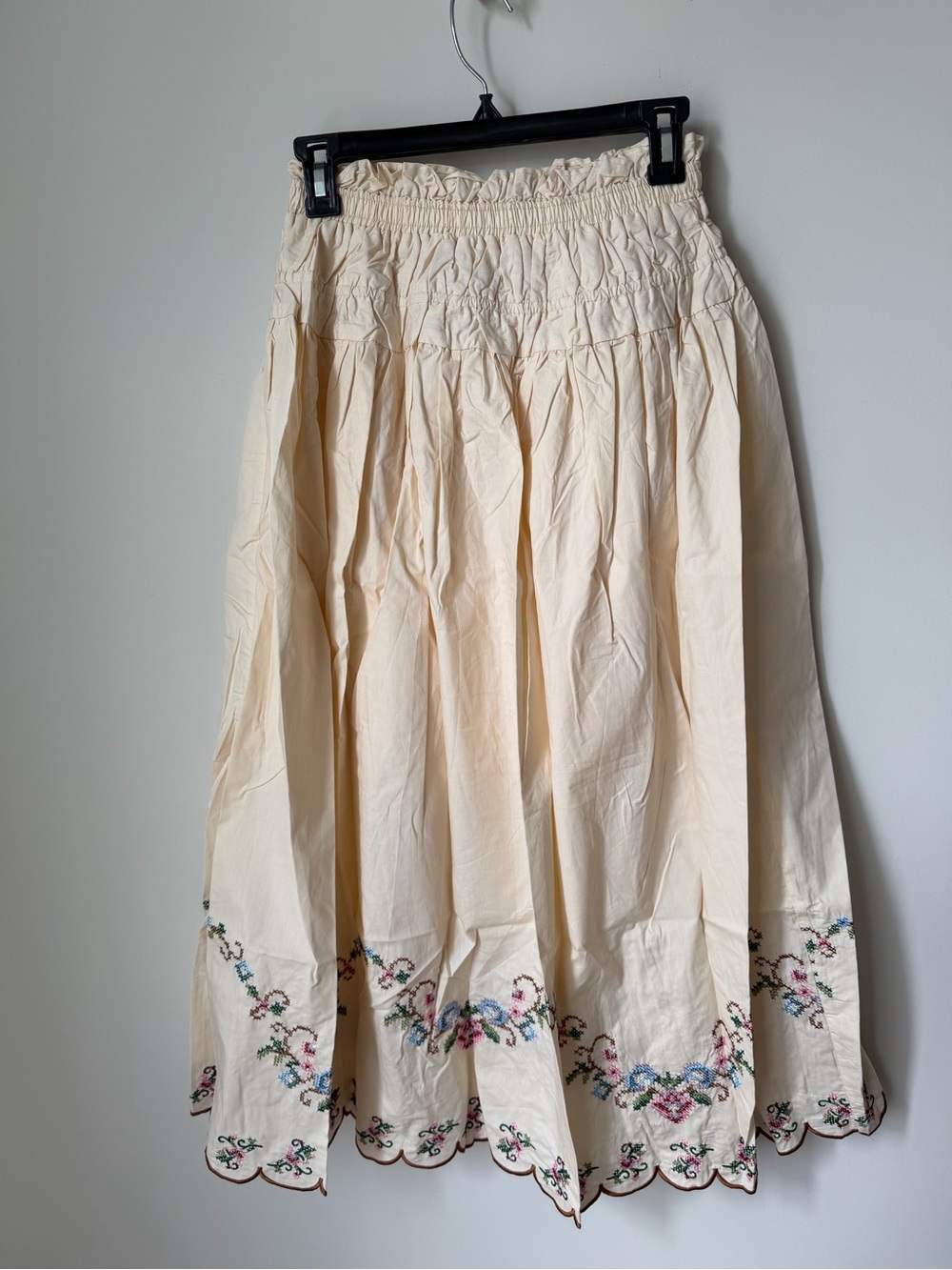 Moon River Cream floral Embroidered cotton Maxi Skirt - Picture 7 of 7